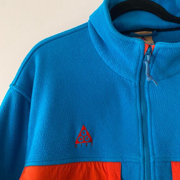 Nike ACG Blue Orange Polar Fleece Full Zip Jacket Gorpcore Men's size Large - Picture 3 of 10